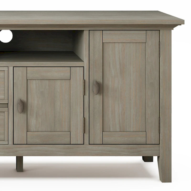 Meuble TV média transitionnel en bois massif de 72 pouces de large pour téléviseurs jusqu'à 80 pouces - 72 L x 16,5 P x 26 H
