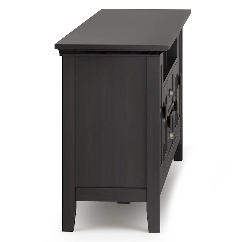 Meuble TV média transitionnel en bois massif de 72 pouces de large pour téléviseurs jusqu'à 80 pouces - 72 L x 16,5 P x 26 H
