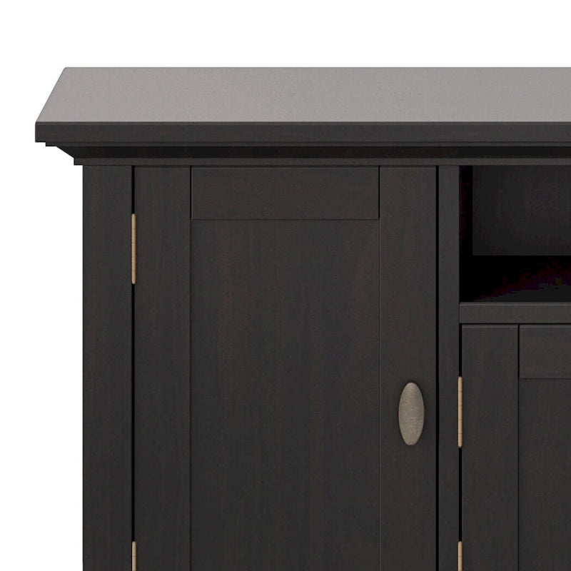 Meuble TV média transitionnel en bois massif de 72 pouces de large pour téléviseurs jusqu'à 80 pouces - 72 L x 16,5 P x 26 H
