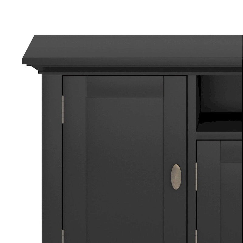 Meuble TV média transitionnel en bois massif de 72 pouces de large pour téléviseurs jusqu'à 80 pouces - 72 L x 16,5 P x 26 H