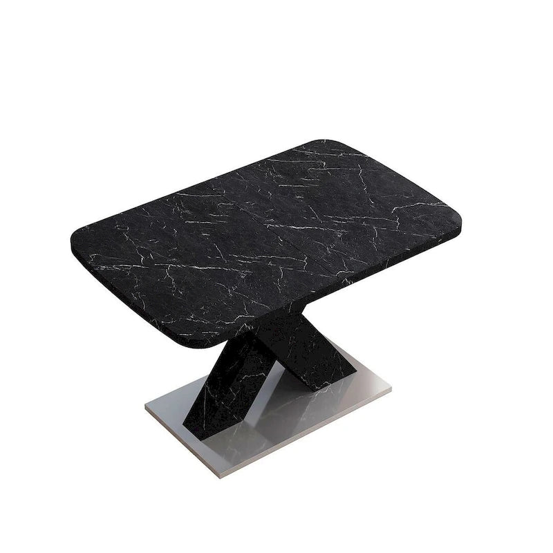 Table à manger carrée en marbre, style moderne, 120-160 cm de côté