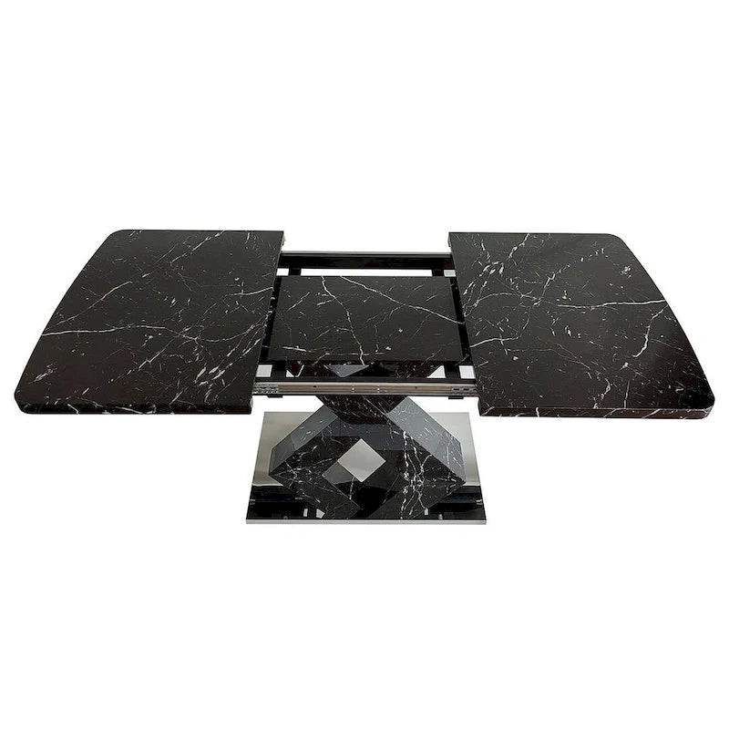 Table à manger carrée en marbre, style moderne, 120-160 cm de côté