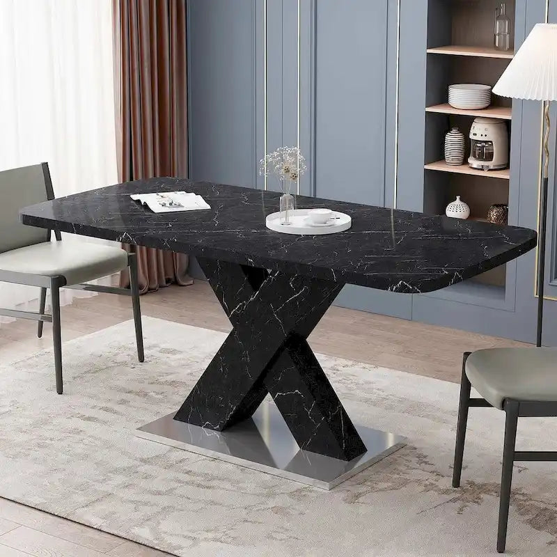 Table à manger carrée en marbre, style moderne, 120-160 cm de côté