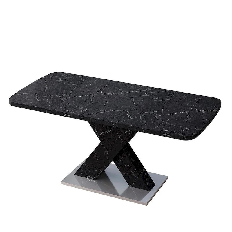 Table à manger carrée en marbre, style moderne, 120-160 cm de côté