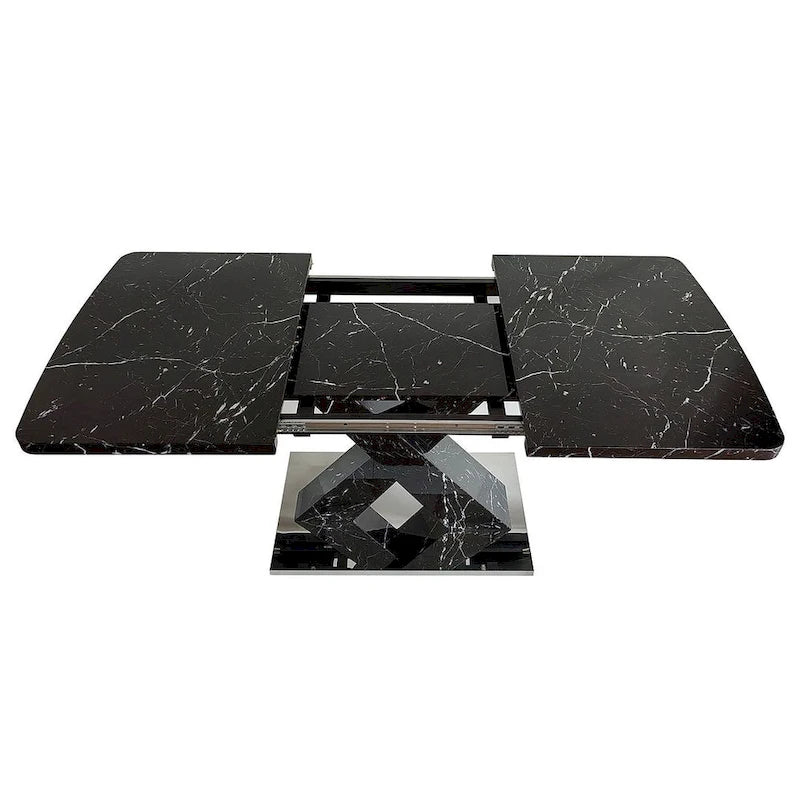 Table à manger carrée en marbre, style moderne, 120-160 cm de côté