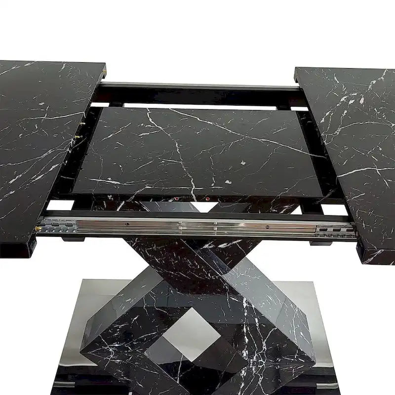 Table à manger carrée en marbre, style moderne, 120-160 cm de côté