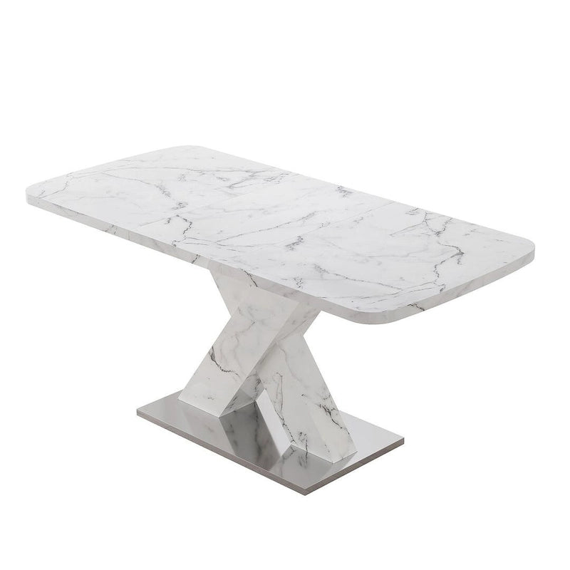Table à manger carrée en marbre, style moderne, 120-160 cm de côté