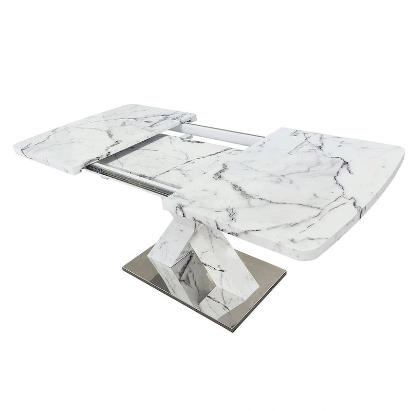 Table à manger carrée en marbre, style moderne, 120-160 cm de côté