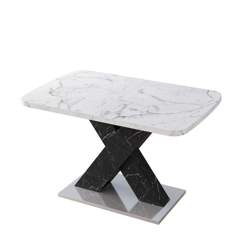Table à manger carrée en marbre, style moderne, 120-160 cm de côté