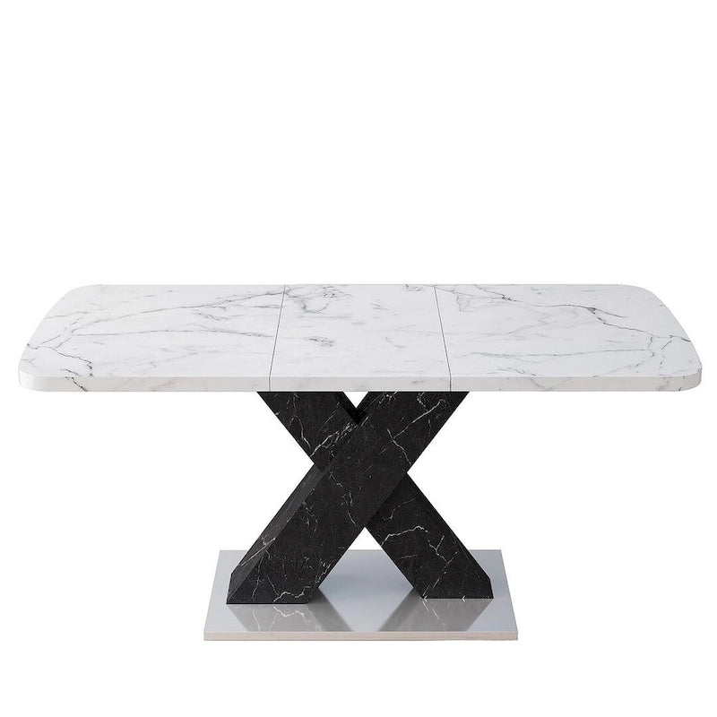 Table à manger carrée en marbre, style moderne, 120-160 cm de côté
