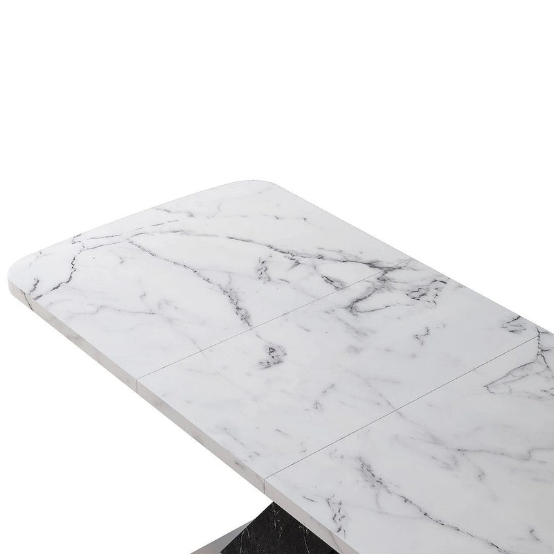 Table à manger carrée en marbre, style moderne, 120-160 cm de côté
