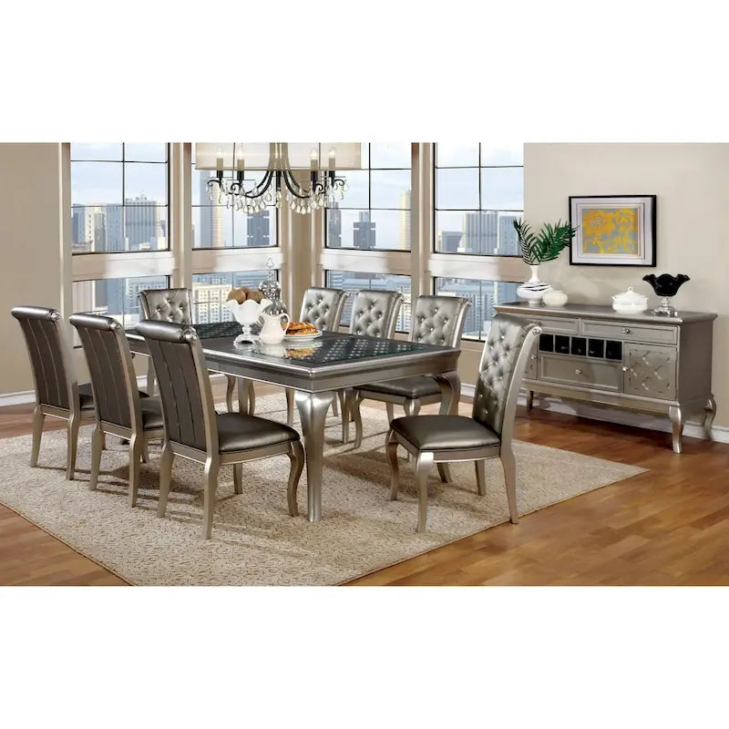 Table à manger extensible de 84 pouces avec plateau en verre