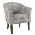 Fauteuil d'appoint gris en forme de baignoire avec médaillon