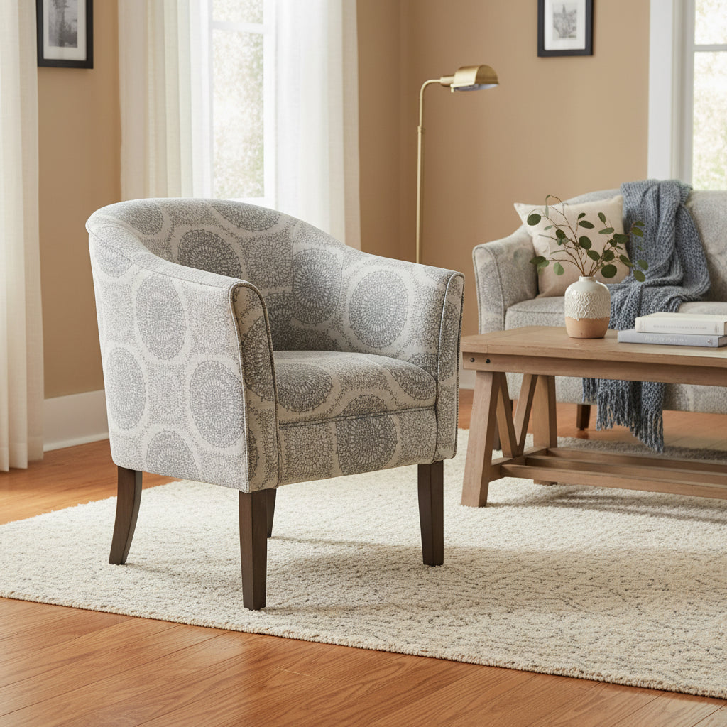 Porch & Den Blakeney Grey Medallion Tub Shaped Accent Chair