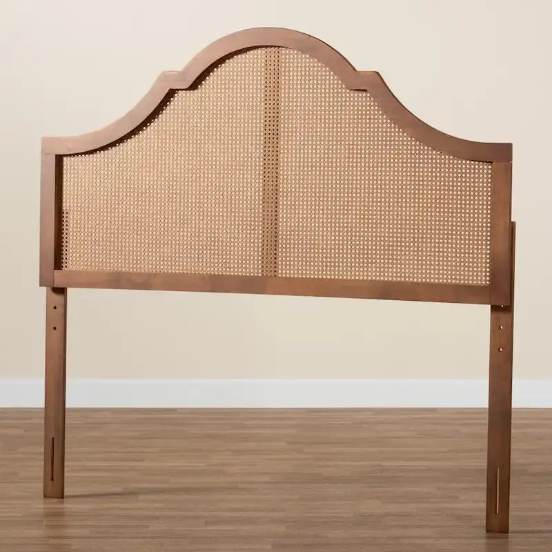 Tête de lit en bois de noyer cendré avec cannage Camila Classic et Traditionnelle