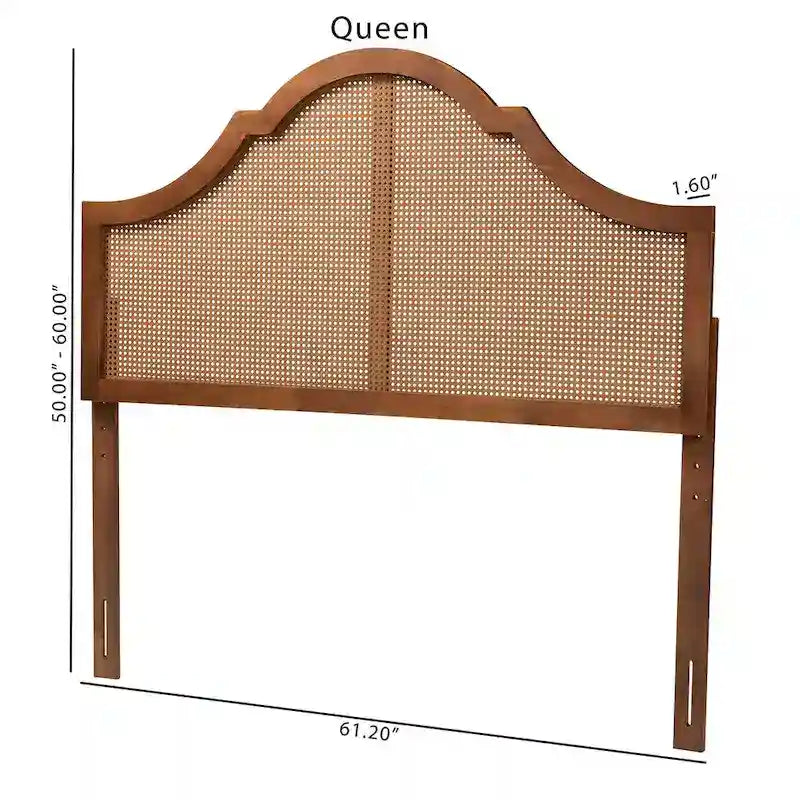 Tête de lit en bois de noyer cendré avec cannage Camila Classic et Traditionnelle