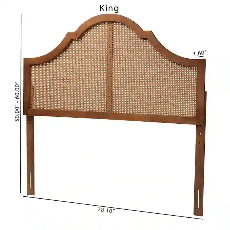 Tête de lit en bois de noyer cendré avec cannage Camila Classic et Traditionnelle
