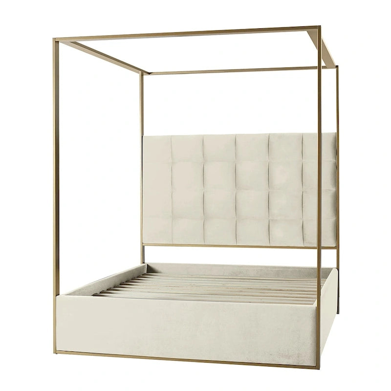 Lit à baldaquin Queen Size rembourré contemporain Milton