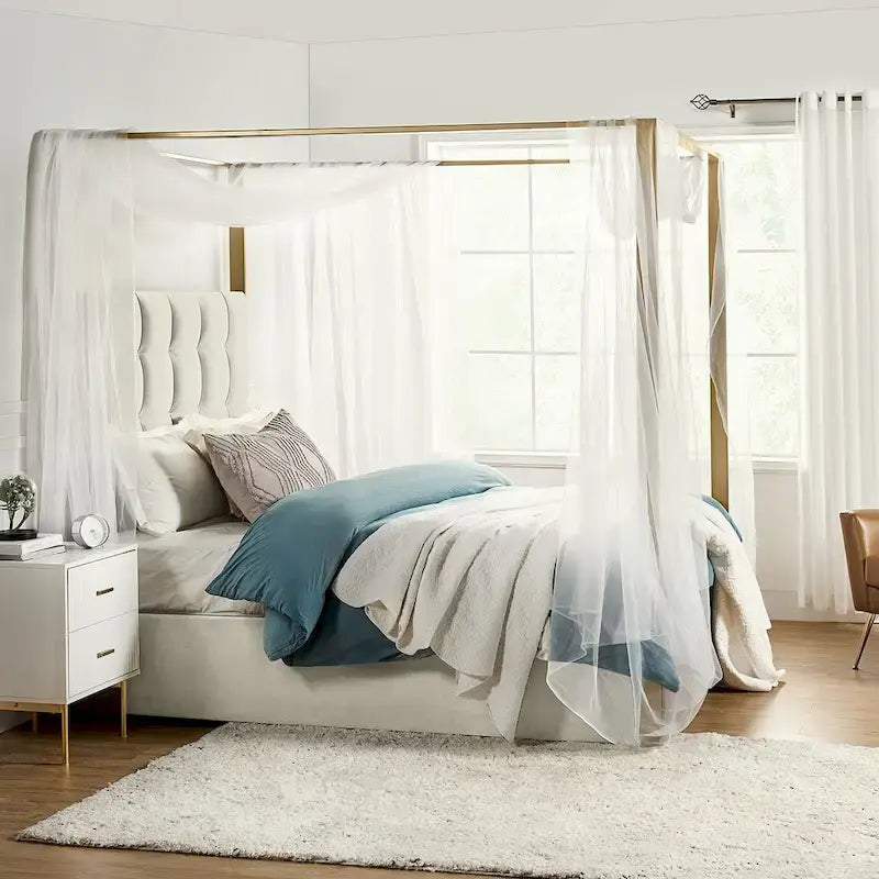 Lit à baldaquin Queen Size rembourré contemporain Milton
