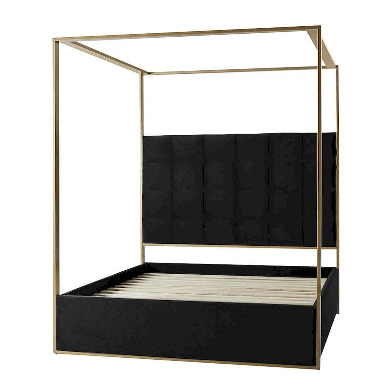 Lit à baldaquin Queen Size rembourré contemporain Milton