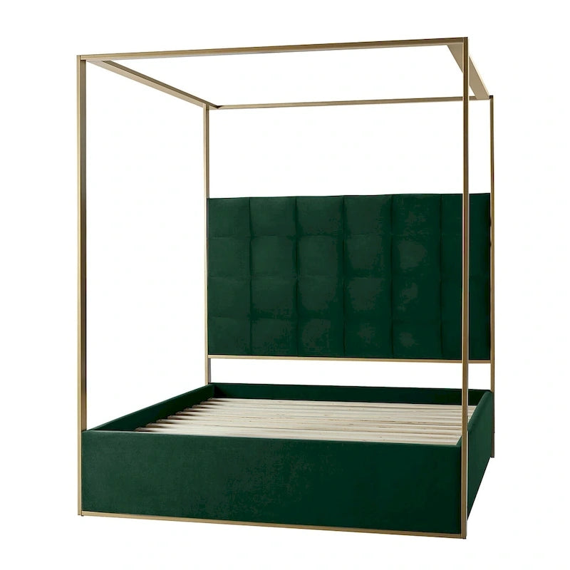 Lit à baldaquin Queen Size rembourré contemporain Milton