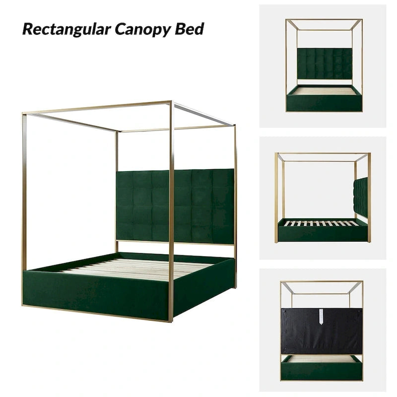 Lit à baldaquin Queen Size rembourré contemporain Milton