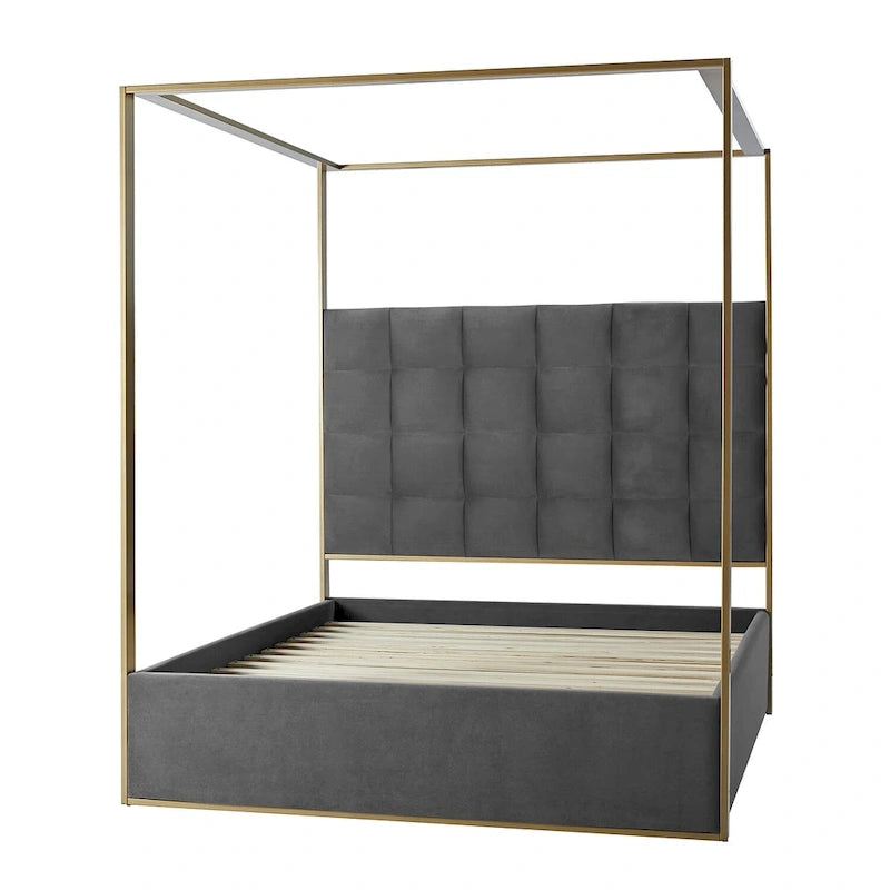 Lit à baldaquin Queen Size rembourré contemporain Milton