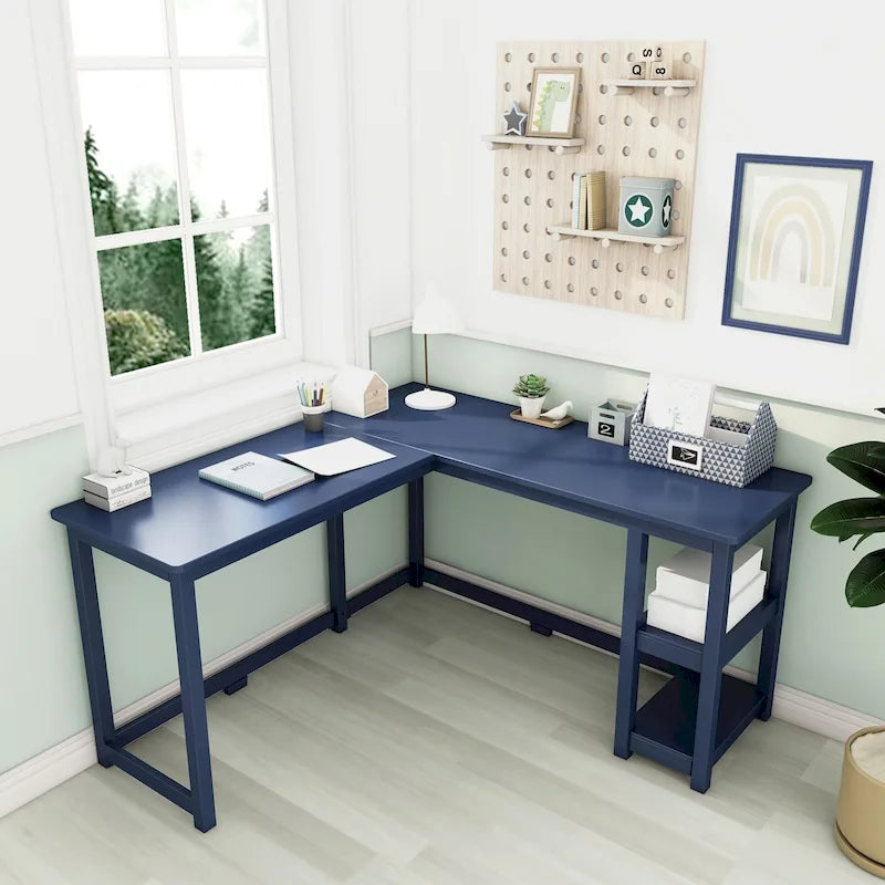 Bureau d'angle pour enfants avec étagères