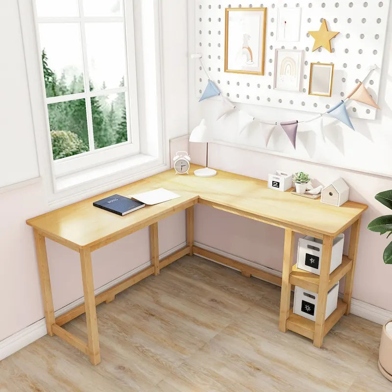 Bureau d'angle pour enfants avec étagères