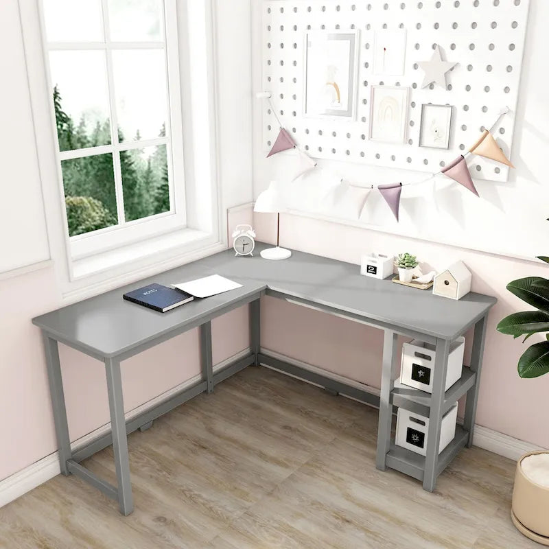 Bureau d'angle pour enfants avec étagères