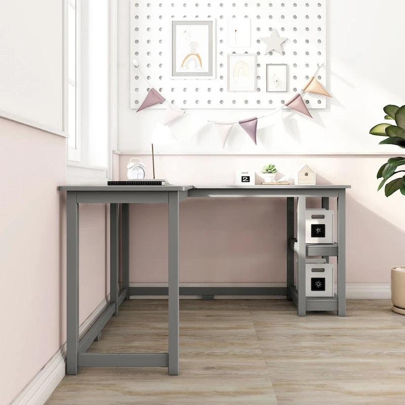 Bureau d'angle pour enfants avec étagères
