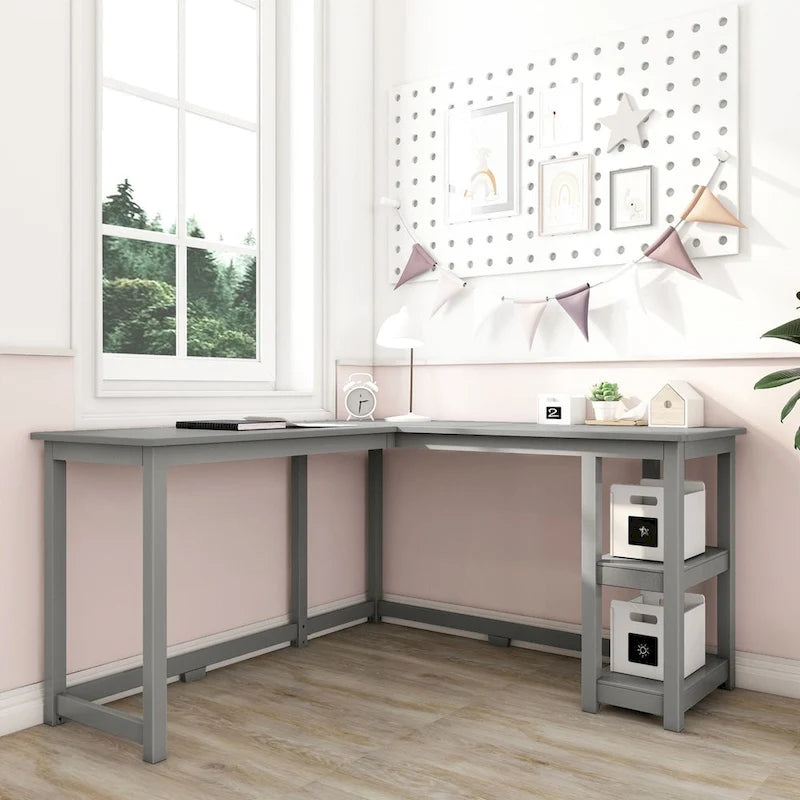 Bureau d'angle pour enfants avec étagères