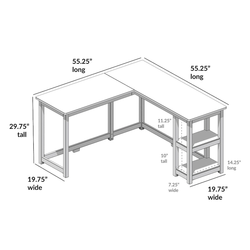Bureau d'angle pour enfants avec étagères