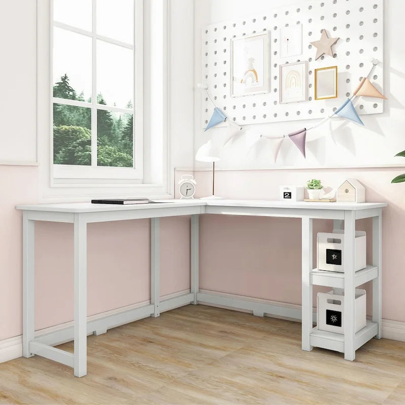 Bureau d'angle pour enfants avec étagères