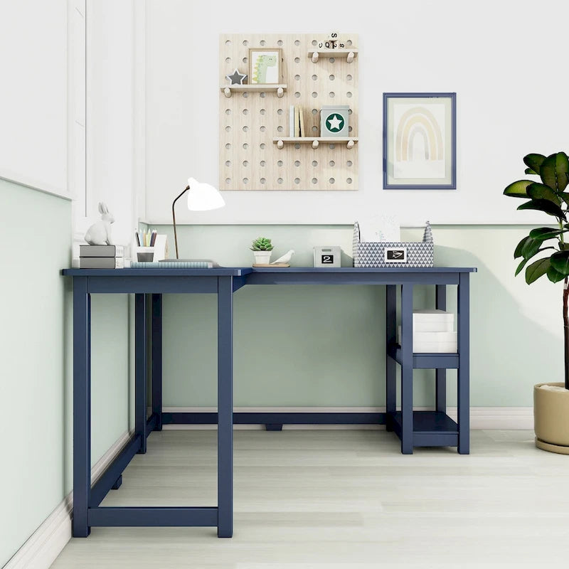 Bureau d'angle pour enfants avec étagères