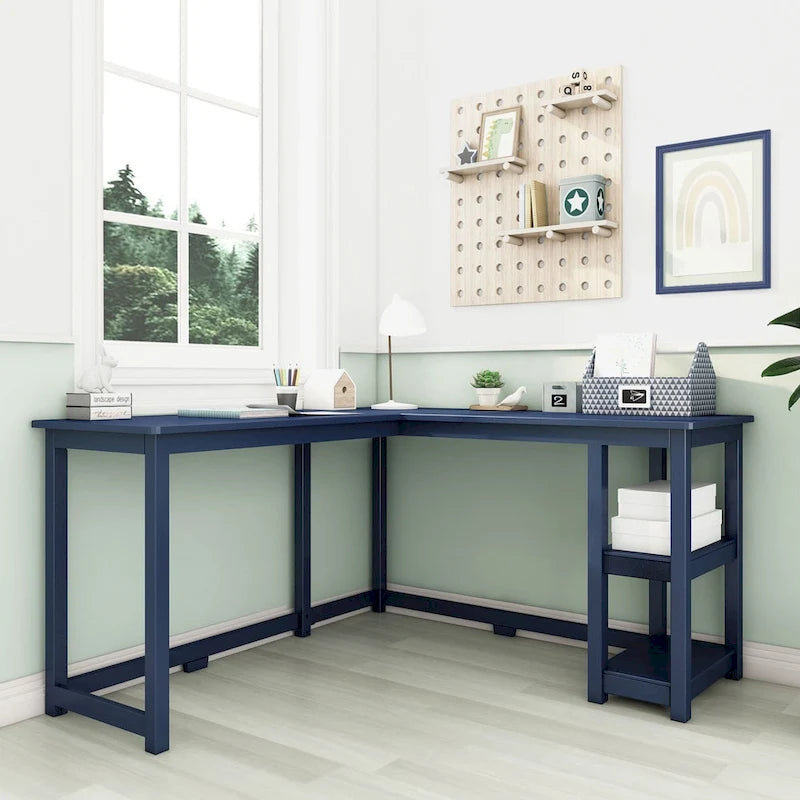 Bureau d'angle pour enfants avec étagères