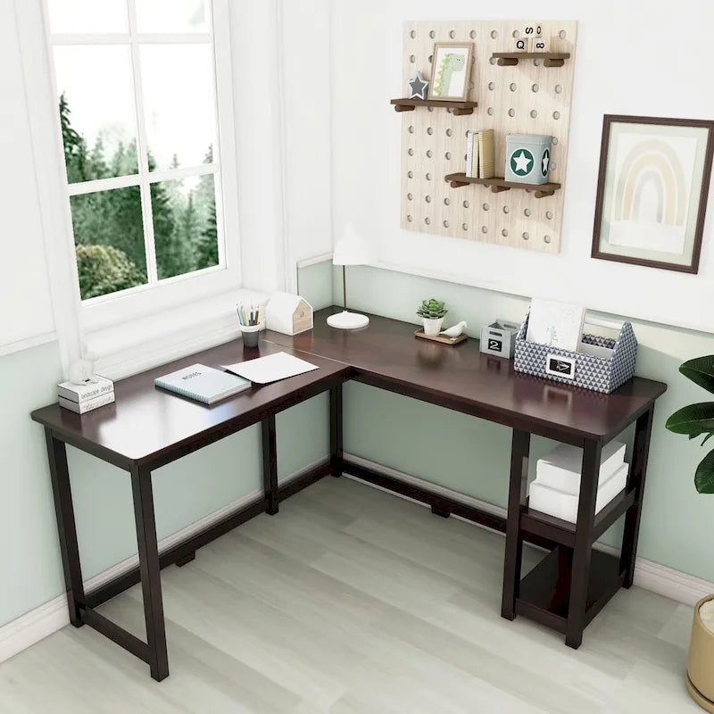 Bureau d'angle pour enfants avec étagères
