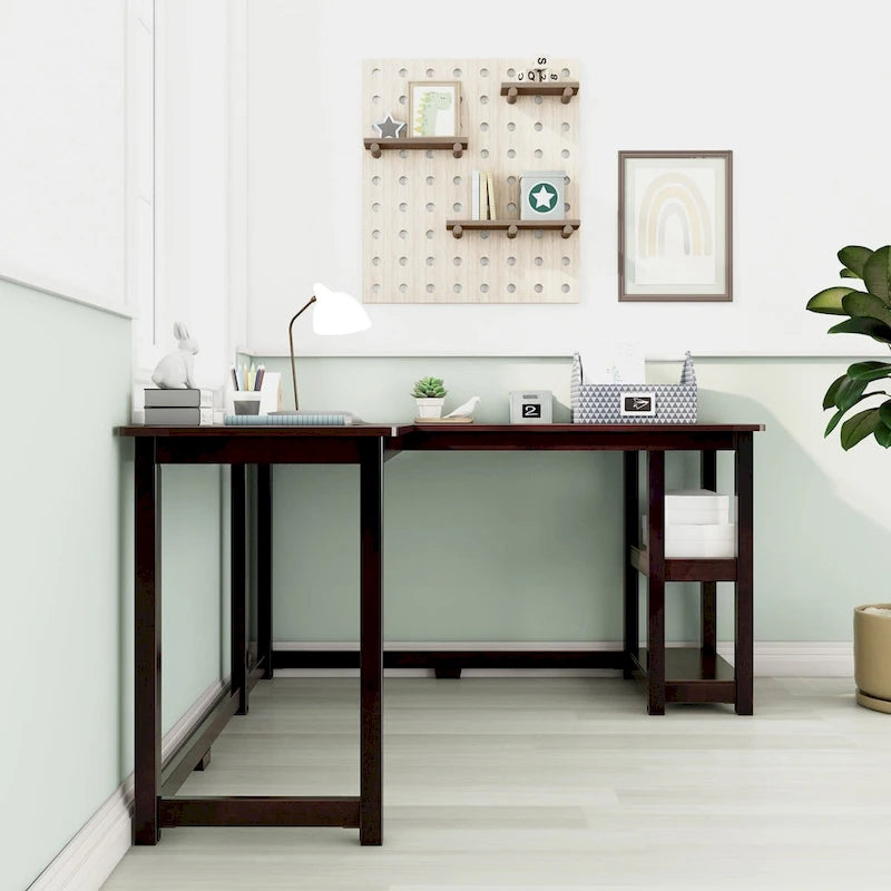 Bureau d'angle pour enfants avec étagères