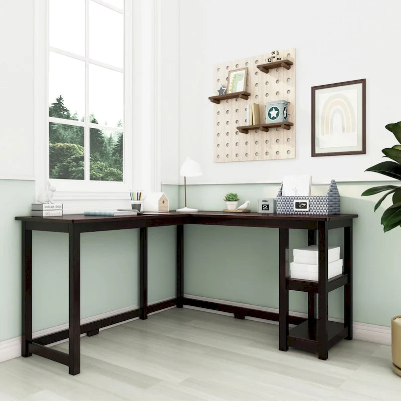 Bureau d'angle pour enfants avec étagères