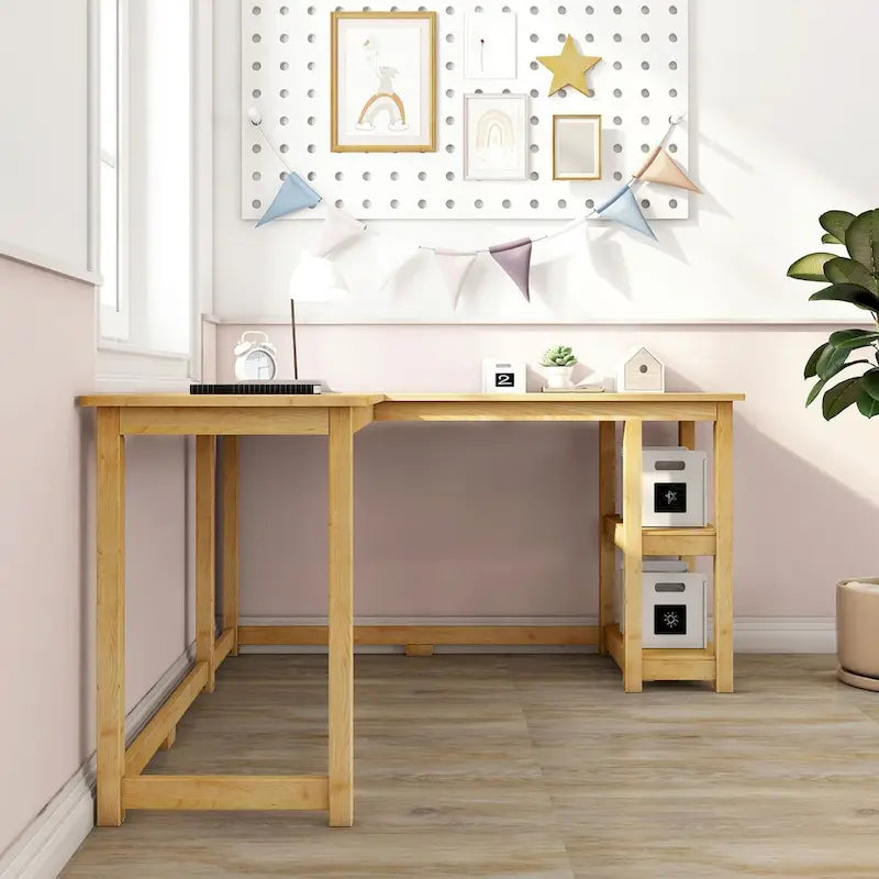 Bureau d'angle pour enfants avec étagères