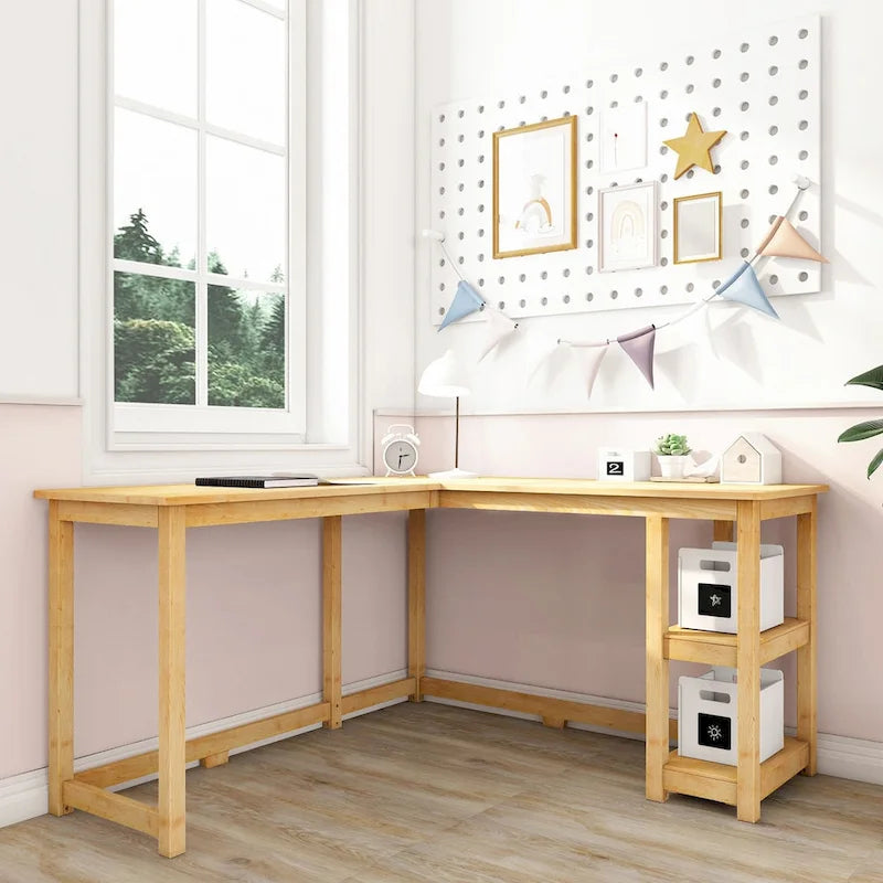 Bureau d'angle pour enfants avec étagères