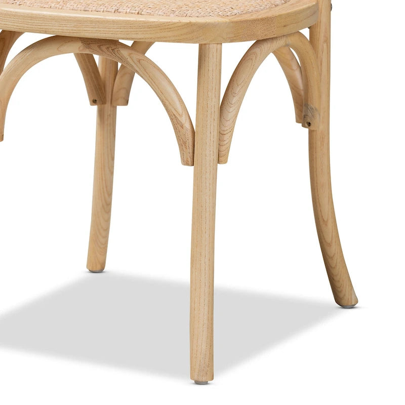 Ensemble de chaises de salle à manger tissées en rotin et bois naturel de style Mid-Century (2 pièces)