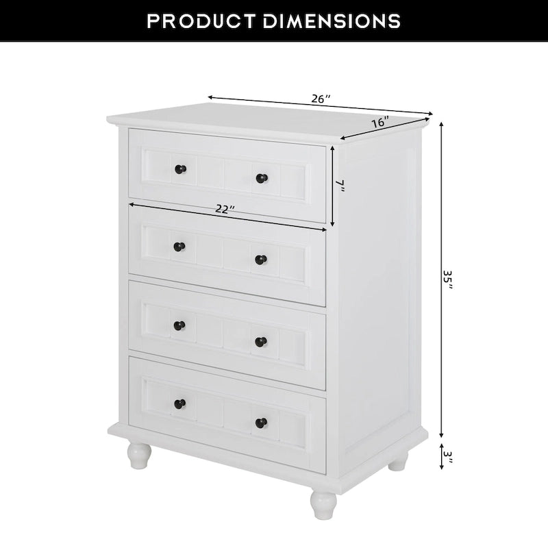 Commode 4 tiroirs Meuble de rangement large pour chambre et salon