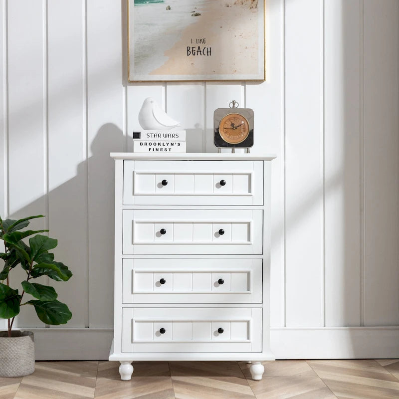 Commode 4 tiroirs Meuble de rangement large pour chambre et salon