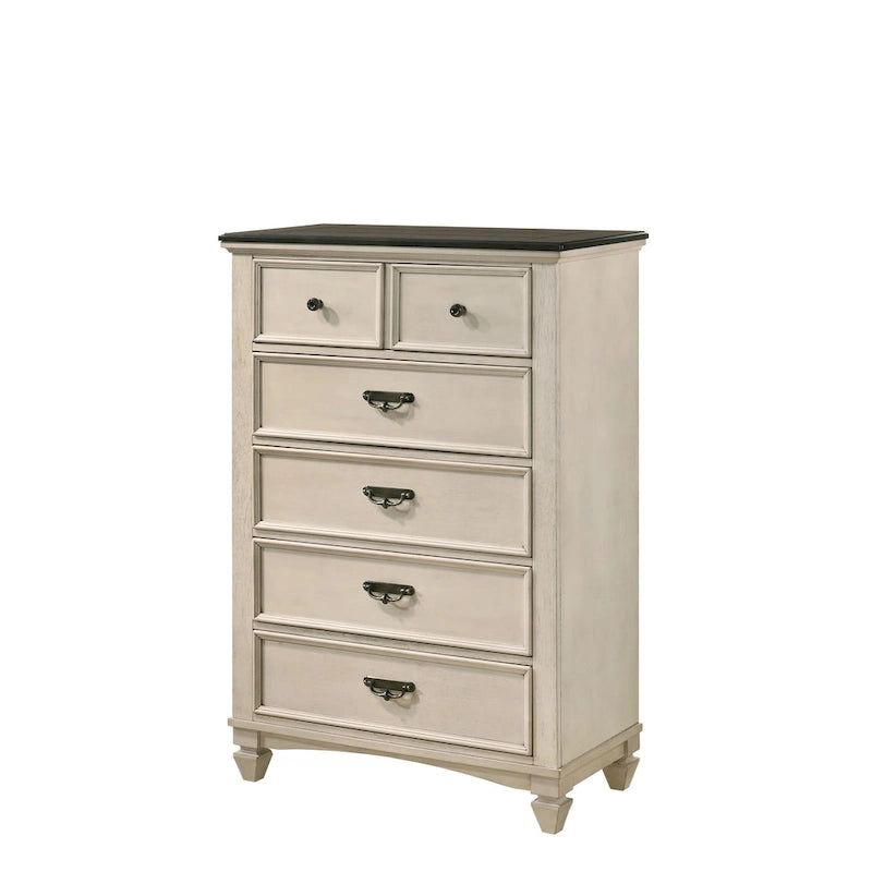 Chambre à coucher 6 pièces Roseanne couleur crème et marron