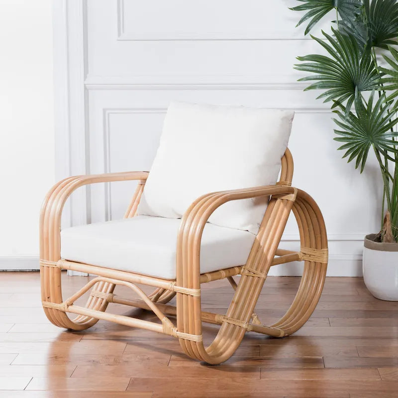 Fauteuil d'appoint en rotin avec coussin - 76,2 L x 83,8 P x 73,7 H cm