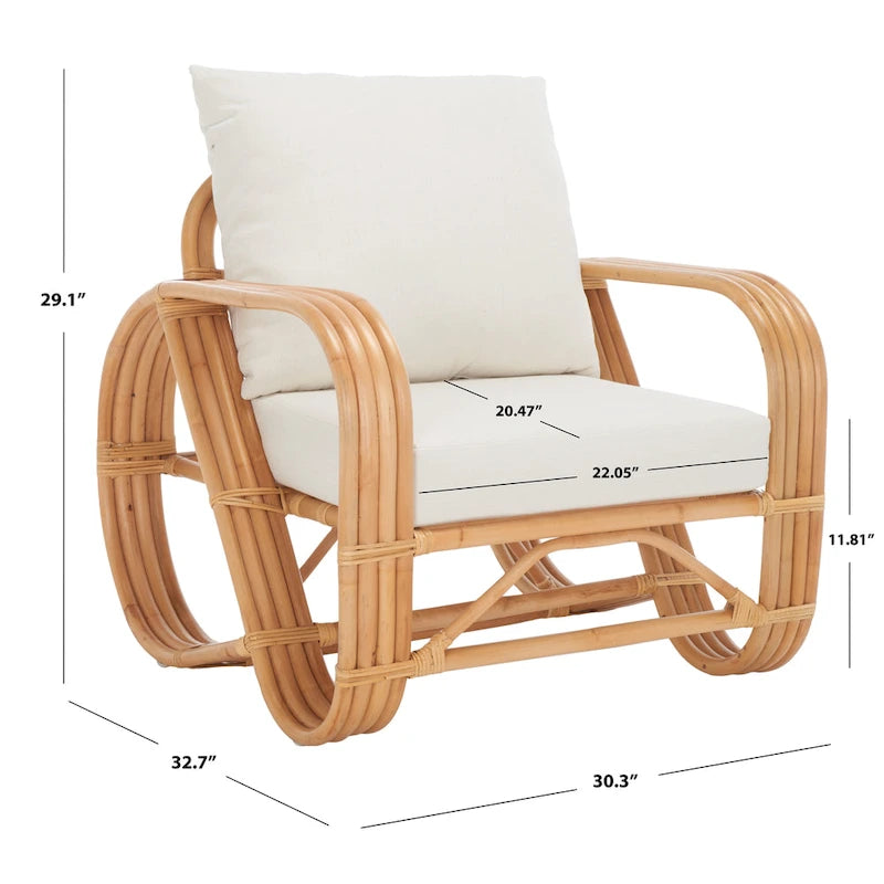 Fauteuil d'appoint en rotin avec coussin - 76,2 L x 83,8 P x 73,7 H cm