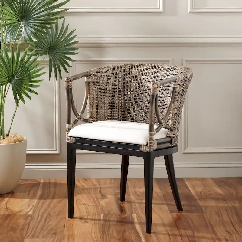 Chaise de salle à manger avec accoudoirs marron/noir - 22,3 x 23,3 x 31,5 po
