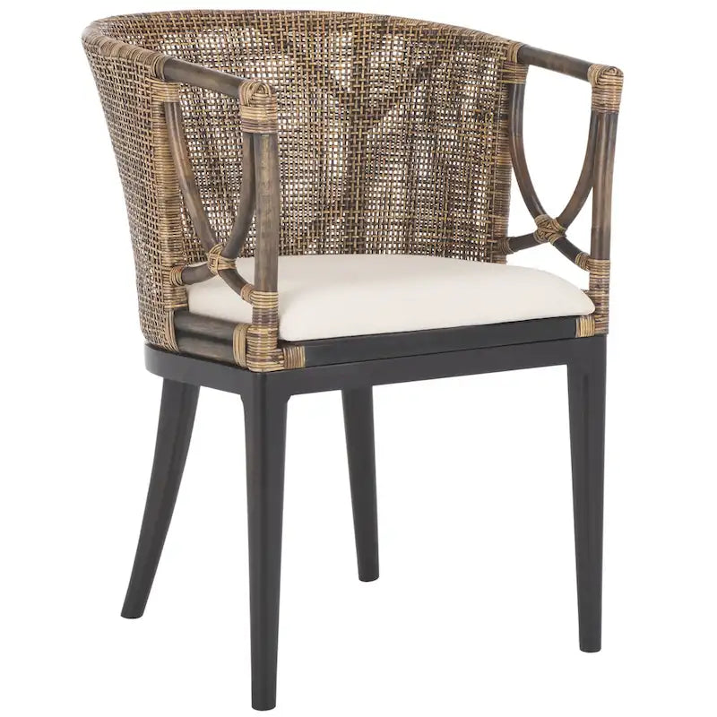 Chaise de salle à manger avec accoudoirs marron/noir - 22,3 x 23,3 x 31,5 po