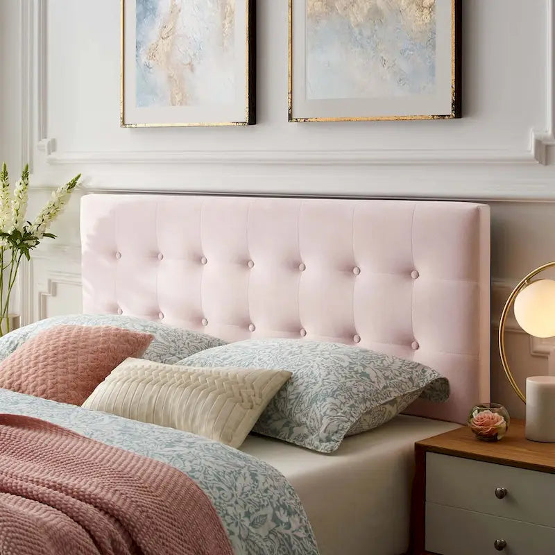 Tête de lit capitonnée en velours Grand lit